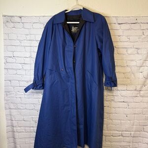 Vintage London Fog Blue Trench Coat Raincoat Size 10 Made in USA